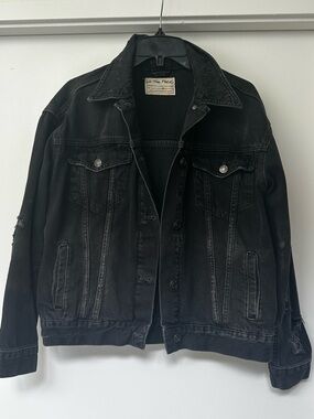 Free people distressed black denim jacket